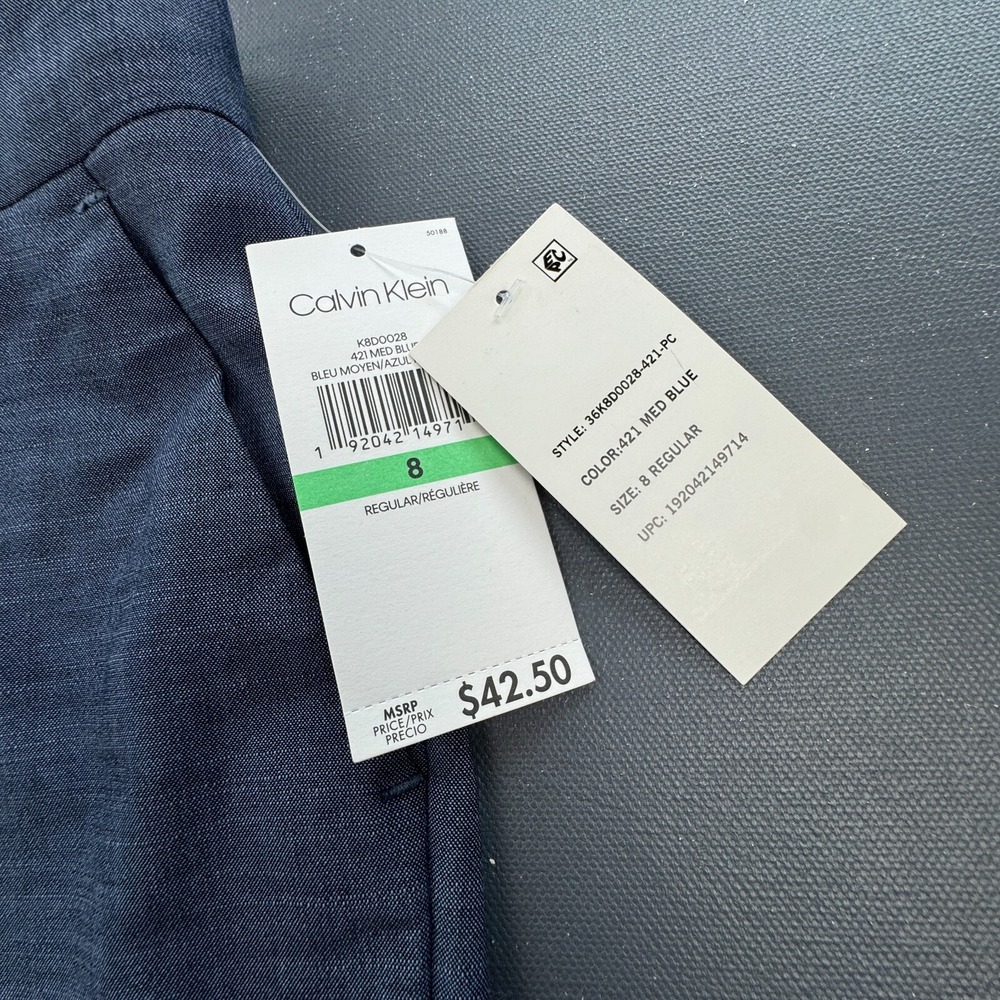 Calvin Klein Dress Pants Boys 8 Slim Fit Flat Front Stretch Navy Blue Casual NWT - Picture 2 of 11